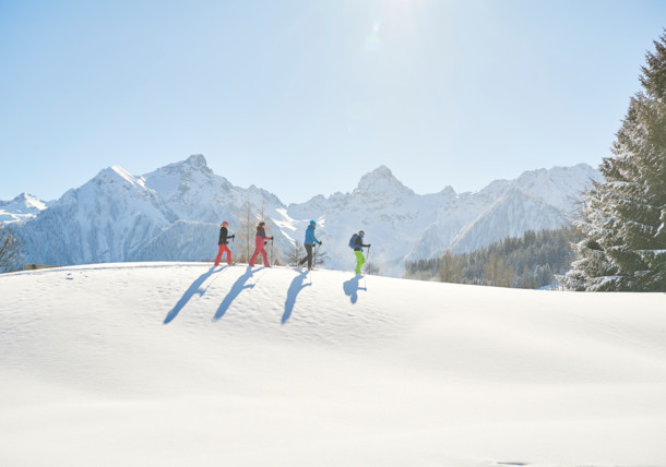     Snowshoeing on a sunny day in the Brandnertal 